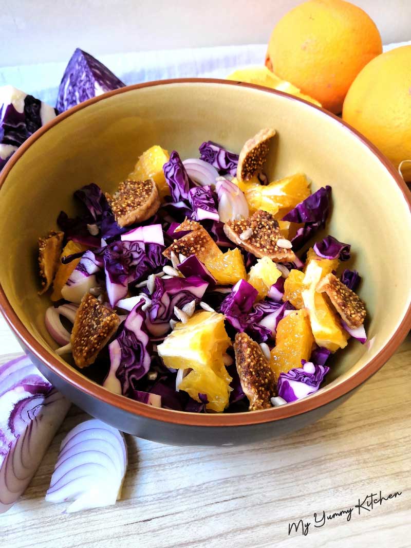 Salade de Chou Rouge, Orange & Figues Séchées